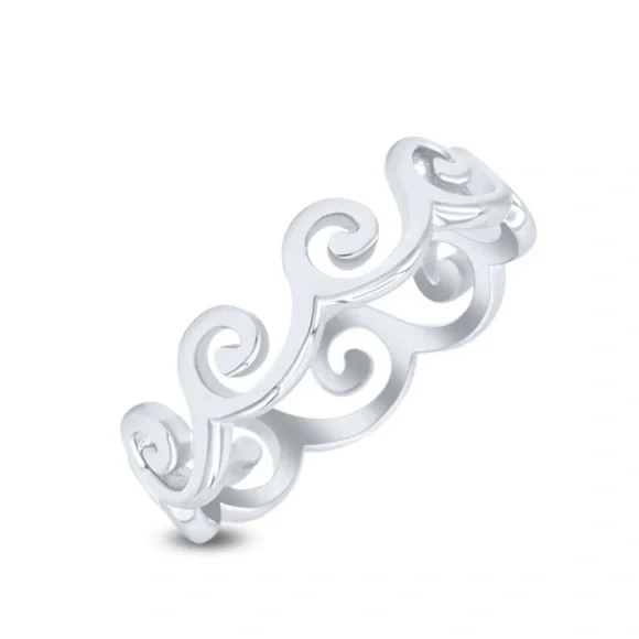 - 925 Sterling Silver Wave Band Ring. - Picture 4 of 8